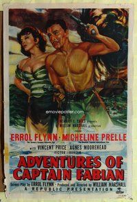 e017 ADVENTURES OF CAPTAIN FABIAN one-sheet movie poster '51 Errol Flynn