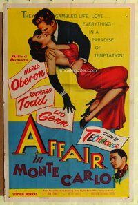 e018 AFFAIR IN MONTE CARLO one-sheet movie poster '53 sexy Merle Oberon!