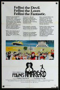 e031 AMARCORD one-sheet movie poster '74 Federico Fellini classic comedy!