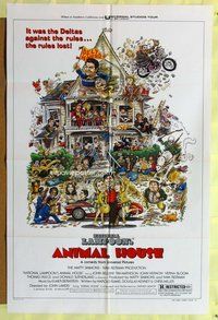 e039 ANIMAL HOUSE style B one-sheet movie poster '78 John Belushi, Landis