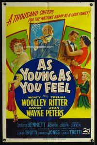 e053 AS YOUNG AS YOU FEEL one-sheet movie poster '51 young Marilyn Monroe!