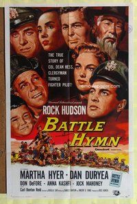 e066 BATTLE HYMN one-sheet movie poster '57 Rock Hudson, Martha Hyer