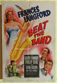 e070 BEAT THE BAND one-sheet movie poster '47 Frances Langford, Gene Krupa