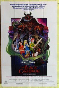 e086 BLACK CAULDRON advance one-sheet movie poster '85 first Walt Disney CG!