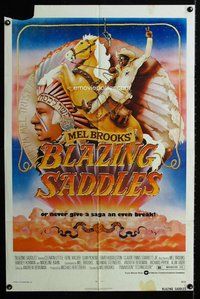 e092 BLAZING SADDLES one-sheet movie poster '74 classic Mel Brooks western!
