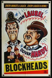 e094 LAUREL & HARDY 1sh R40s Laurel & Hardy, Hal Roach, Block-Heads