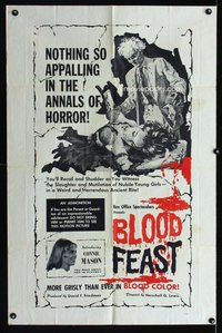 e097 BLOOD FEAST one-sheet movie poster '63 Herschell Gordon Lewis classic!