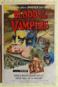 e098 BLOOD OF THE VAMPIRE one-sheet movie poster '58 history of horror!