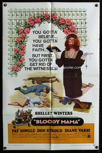 e099 BLOODY MAMA one-sheet movie poster '70 AIP, crazy Shelley Winters!