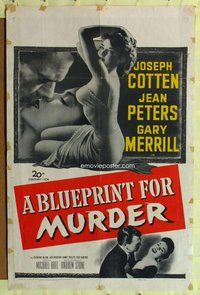 e102 BLUEPRINT FOR MURDER one-sheet movie poster '53 sexy Jean Peters!