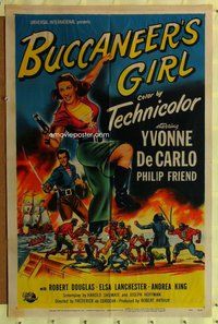 e130 BUCCANEER'S GIRL one-sheet movie poster '50 sexy Yvonne DeCarlo!