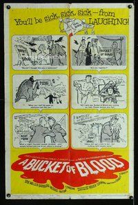 e133 BUCKET OF BLOOD one-sheet movie poster '59 Roger Corman, AIP