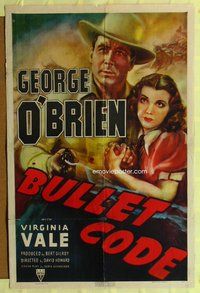 e141 BULLET CODE one-sheet movie poster '40 George O'Brien, Virginia Vale