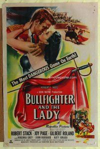 e143 BULLFIGHTER & THE LADY one-sheet movie poster '51 Budd Boetticher