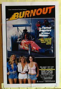 e145 BURNOUT one-sheet movie poster '79 fastest dragsters, wildest women!
