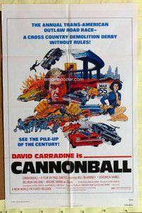e148 CANNONBALL one-sheet movie poster '76 Carradine, trans-am car racing!