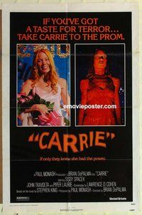 e150 CARRIE one-sheet movie poster '76 Sissy Spacek, Stephen King