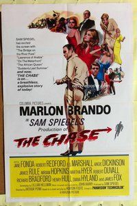 e155 CHASE one-sheet movie poster '66 Marlon Brando, Jane Fonda, Redford