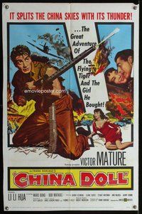 e162 CHINA DOLL one-sheet movie poster '58 Victor Mature, Li Li Hua