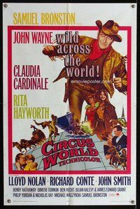 e168 CIRCUS WORLD one-sheet movie poster '65 John Wayne, Claudia Cardinale