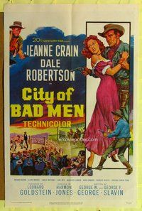e169 CITY OF BAD MEN one-sheet movie poster '53 Jeanne Crain, Robertson