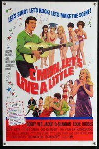 e173 C'MON LET'S LIVE A LITTLE one-sheet movie poster '67 Bobby Vee, rock!
