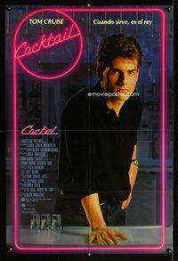 e175 COCKTAIL Spanish/U.S. one-sheet movie poster '88 sexy Tom Cruise close up!