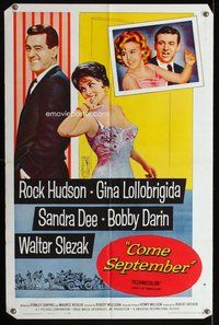 e177 COME SEPTEMBER one-sheet movie poster '61 Sandra Dee, Lollobrigida