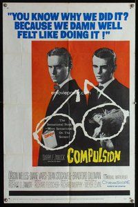 e179 COMPULSION one-sheet movie poster '59 Orson Welles, Richard Fleischer