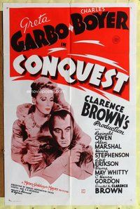 e181 CONQUEST one-sheet movie poster R56 Greta Garbo, Charles Boyer