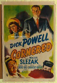e189 CORNERED one-sheet movie poster '46 Dick Powell, Walter Slezak