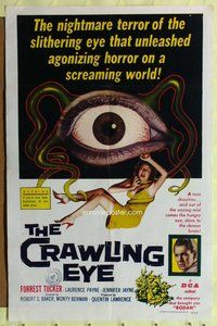 e196 CRAWLING EYE one-sheet movie poster '58 sci-fi horror, classic image!