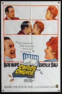 e199 CRITIC'S CHOICE one-sheet movie poster '63 Bob Hope, Lucille Ball