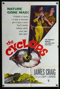 e205 CYCLOPS one-sheet movie poster '57 Bert I. Gordon, Lon Chaney Jr.