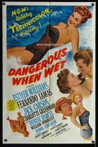 e207 DANGEROUS WHEN WET one-sheet movie poster '53 sexy Esther Williams!
