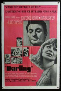 e210 DARLING one-sheet movie poster '64 Julie Christie, John Schlesinger