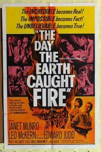 e213 DAY THE EARTH CAUGHT FIRE one-sheet movie poster '62 English sci-fi!