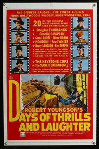 e214 DAYS OF THRILLS & LAUGHTER one-sheet movie poster '61 Charlie Chaplin