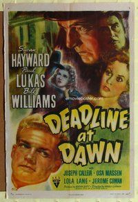 e218 DEADLINE AT DAWN one-sheet movie poster '46 Susan Hayward, Paul Lukas