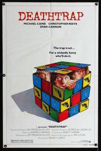 e221 DEATHTRAP style B one-sheet movie poster '82 Rubicks Cube art design!