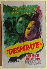 e228 DESPERATE one-sheet movie poster '47 Brodie, Anthony Mann film noir!