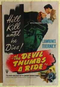 e229 DEVIL THUMBS A RIDE one-sheet movie poster '47 BAD Lawrence Tierney!