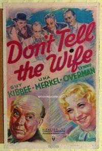 e240 DON'T TELL THE WIFE one-sheet movie poster '37 Guy Kibbee, Una Merkel