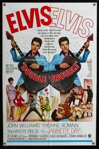 e241 DOUBLE TROUBLE one-sheet movie poster '67 rockin' Elvis Presley!