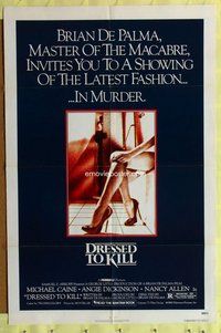 e244 DRESSED TO KILL one-sheet movie poster '80 Michael Caine, De Palma