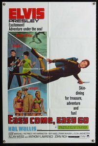 e248 EASY COME EASY GO one-sheet movie poster '67 scuba Elvis Presley!