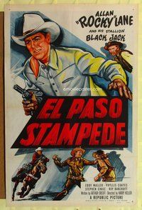 e253 EL PASO STAMPEDE one-sheet movie poster '53 Rocky Lane & Black Jack!