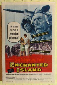 e257 ENCHANTED ISLAND one-sheet movie poster '58 cannibal princss love!