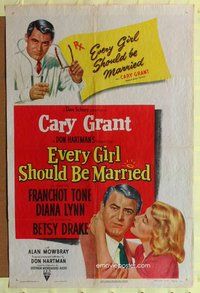 e265 EVERY GIRL SHOULD BE MARRIED one-sheet movie poster '48 Cary Grant