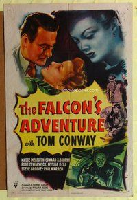e275 FALCON'S ADVENTURE one-sheet movie poster '46 Tom Conway as The Falcon!
